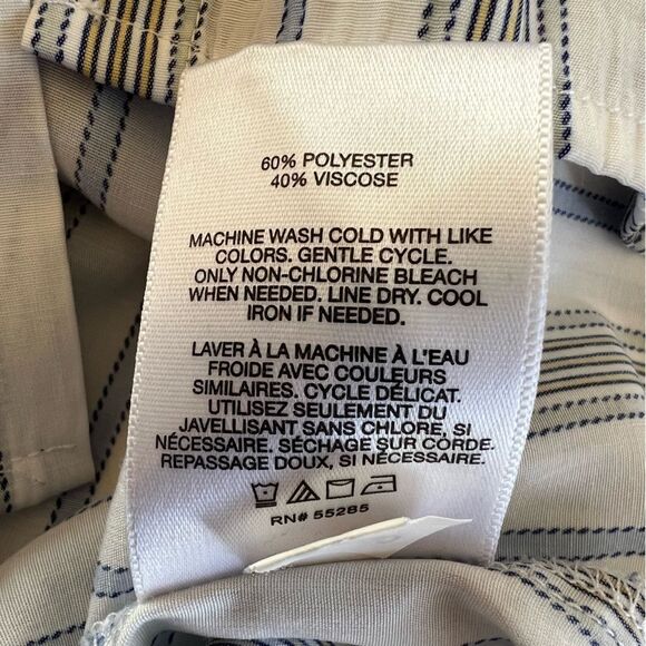 Express The City Shirt Size M White Black Blue Striped Long‎ Sleeve Button Up - Picture 9 of 13